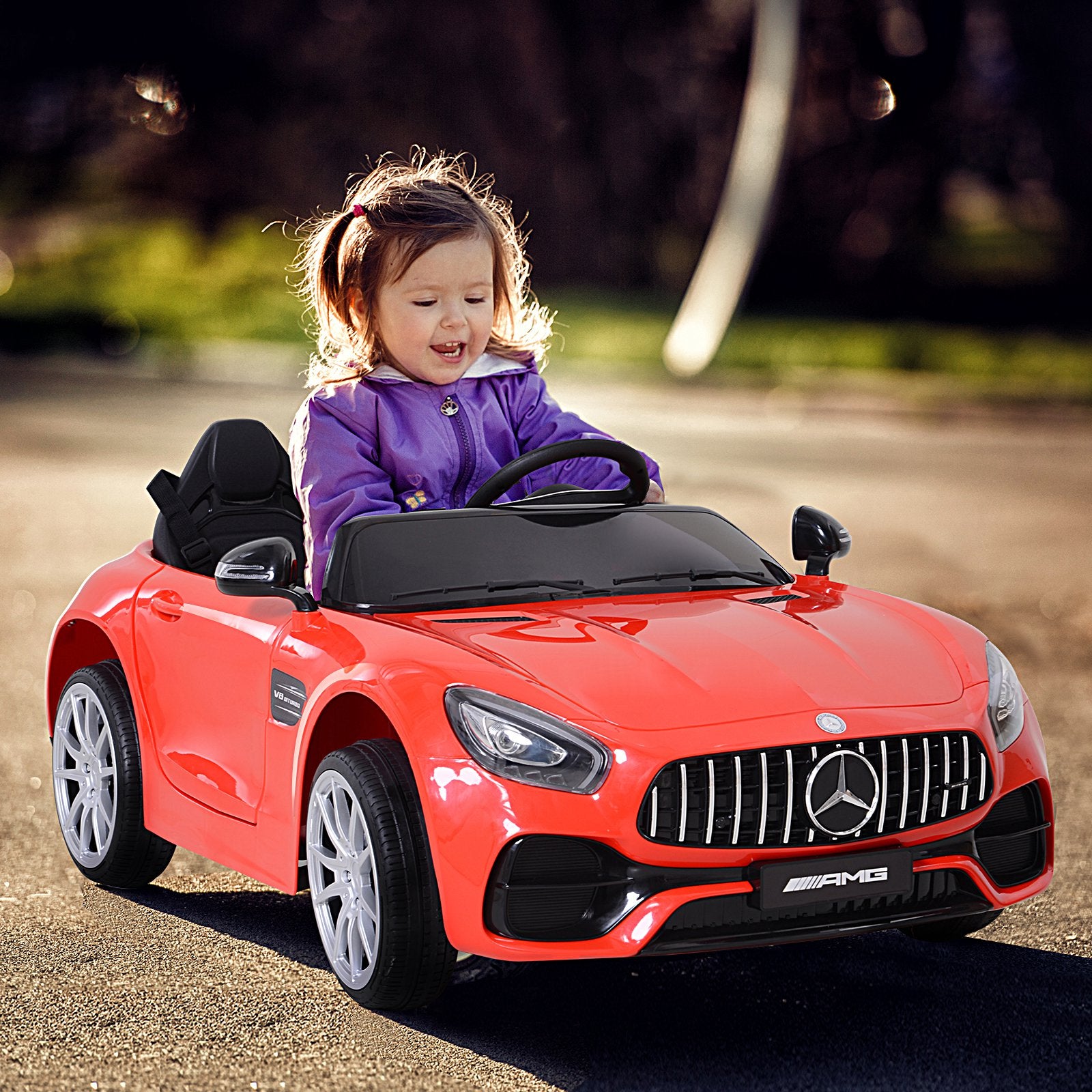 Aosom 12V Licensed Mercedez Kids Ride On Car 2 Seater With Parental